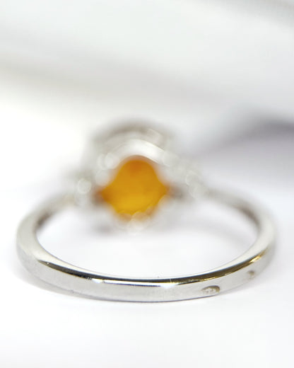 Bague Trilogie Grenat Spessartite 2.83 carats &amp; Diamants "Clara"