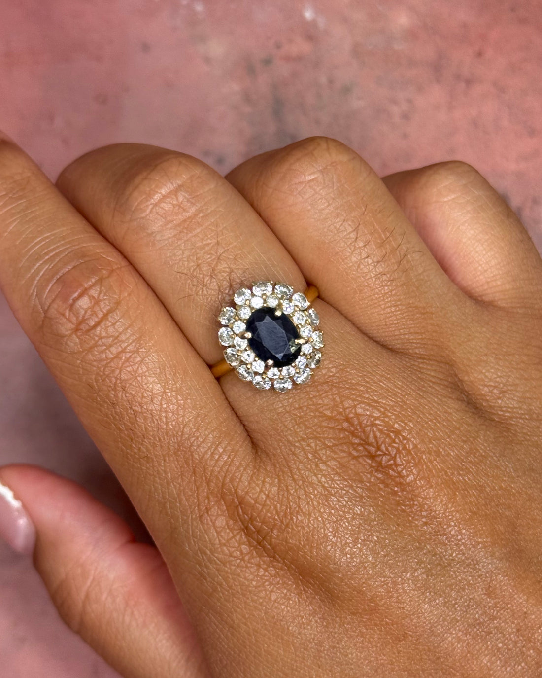 Bague Marguerite Dôme Saphir 1.41 carat &amp; Diamants 1.26 carat 4.60g "Mégane"