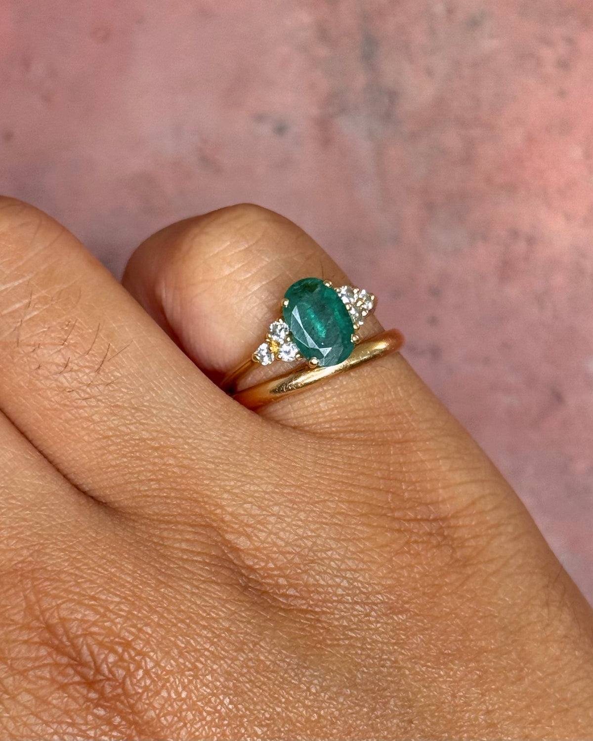 Bague Trilogie Émeraude 1.10 carat &amp; Diamants "Barbara"