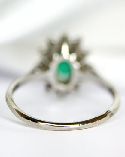Bague Marguerite Émeraude 0.54 carat &amp; Diamants 0.24 carat "Philomène"