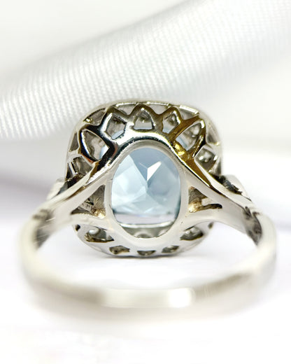 Anillo estilo art déco con aguamarina de 3.40 carats y diamantes de 0.36 carat, 5.38g «Pamela»