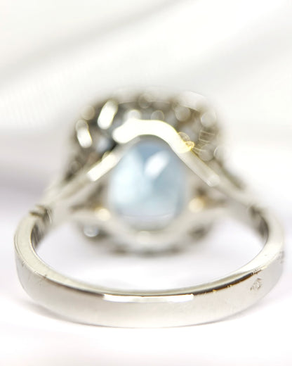 Anillo estilo art déco con aguamarina de 3.40 carats y diamantes de 0.36 carat, 5.38g «Pamela»