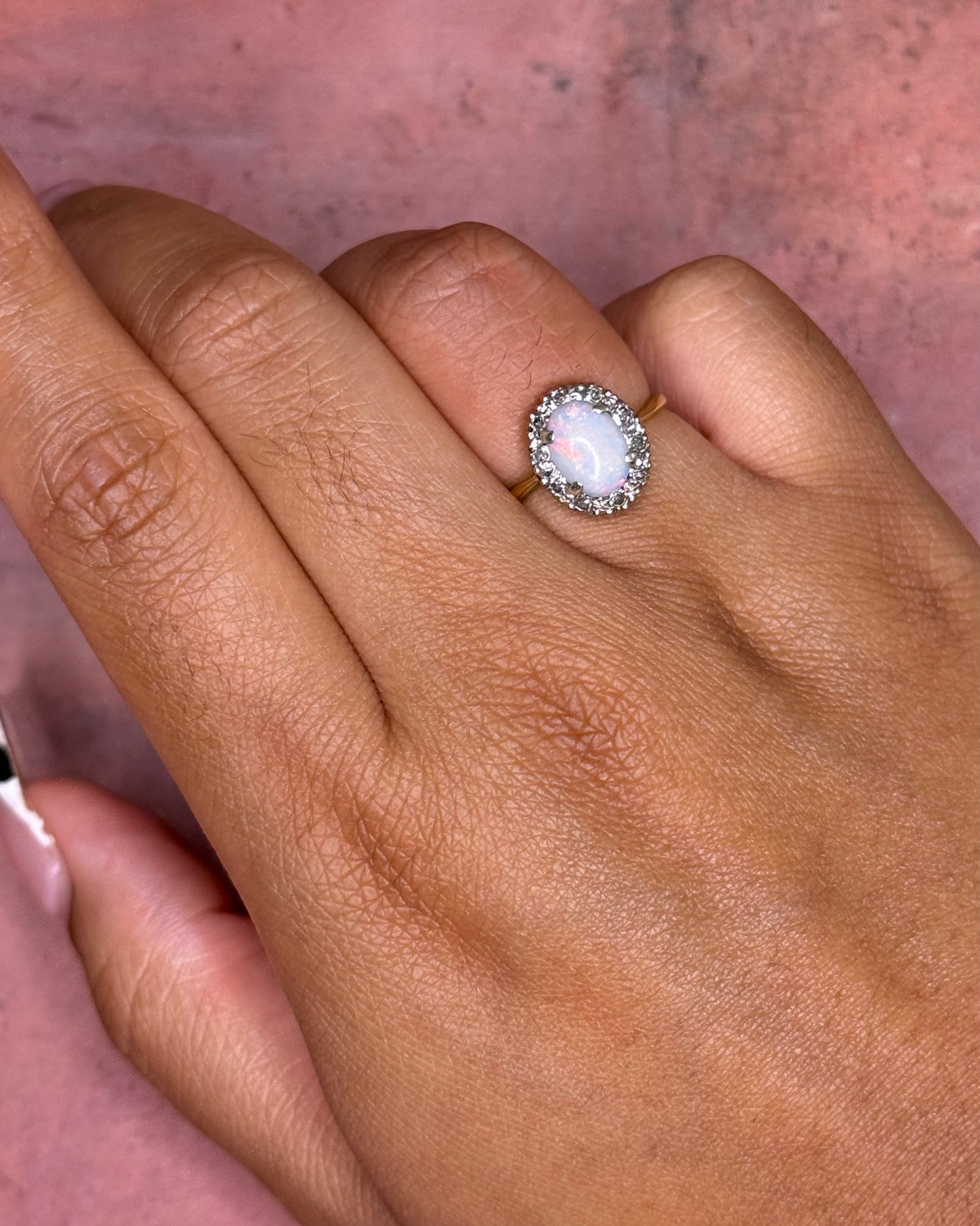 Alessandro Opal Daisy Ring, 0.81 carat &amp; Diamonds