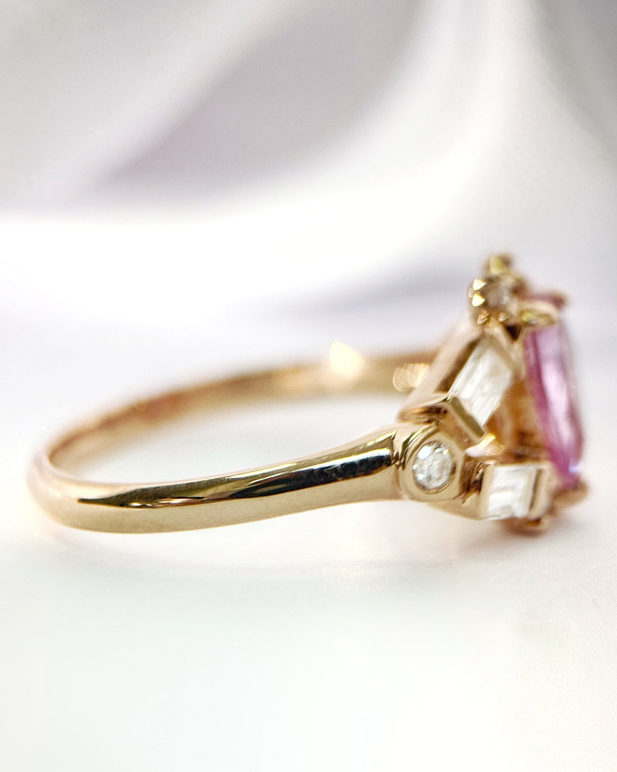 Bague Trilogie Saphir Rose &amp; Diamants "Berthe"