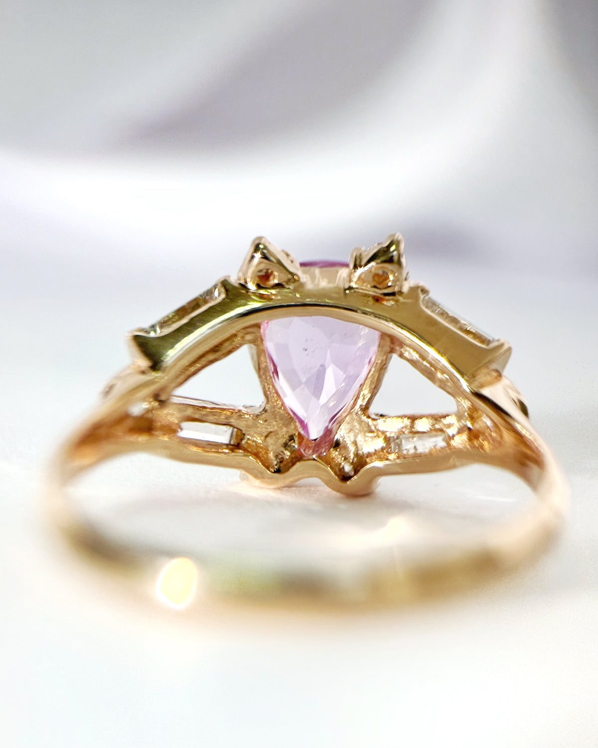 Bague Trilogie Saphir Rose &amp; Diamants "Berthe"