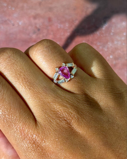 Bague Trilogie Saphir Rose &amp; Diamants "Berthe"