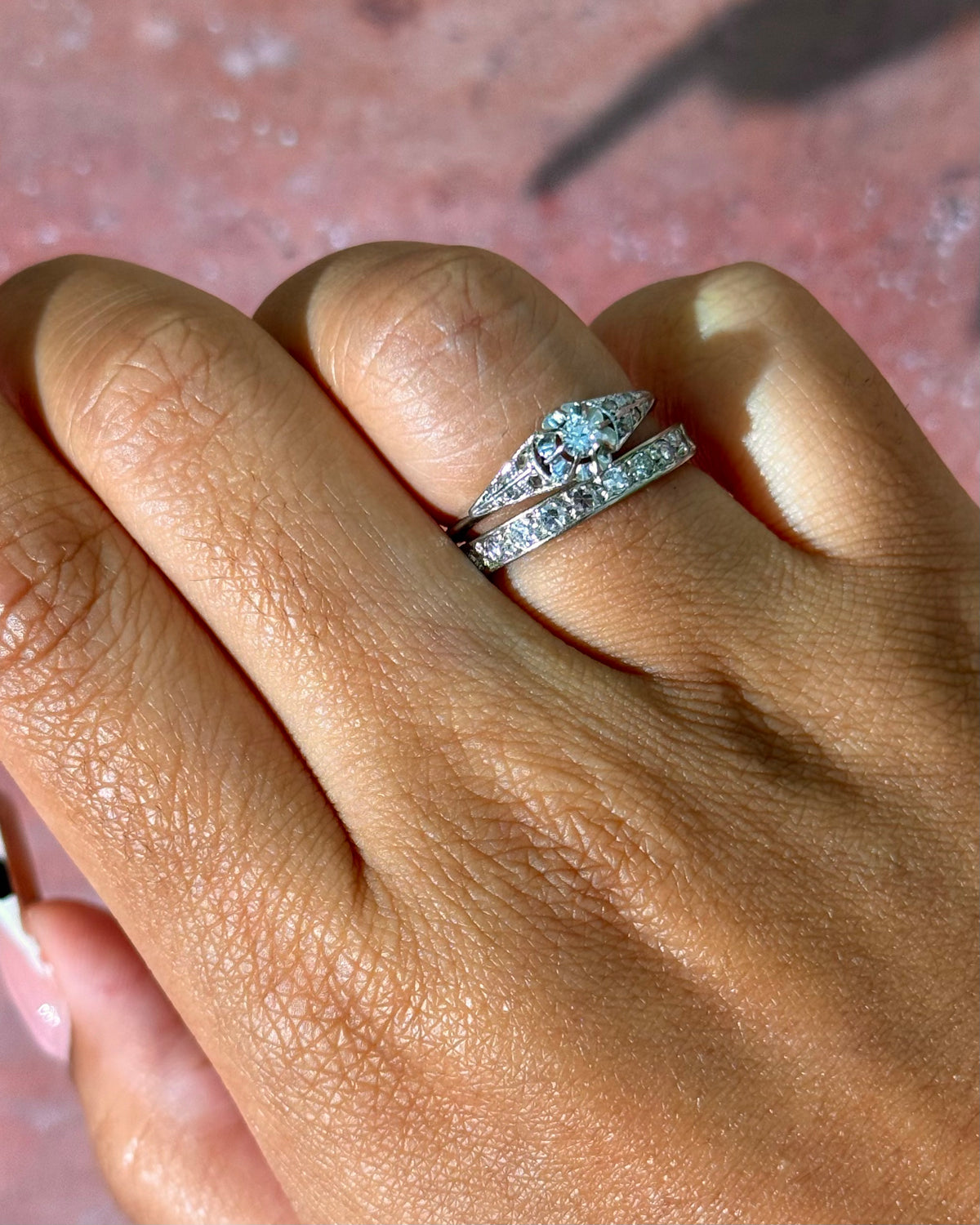Bague Art-Déco Diamants Or &amp; Platine "Aimée"
