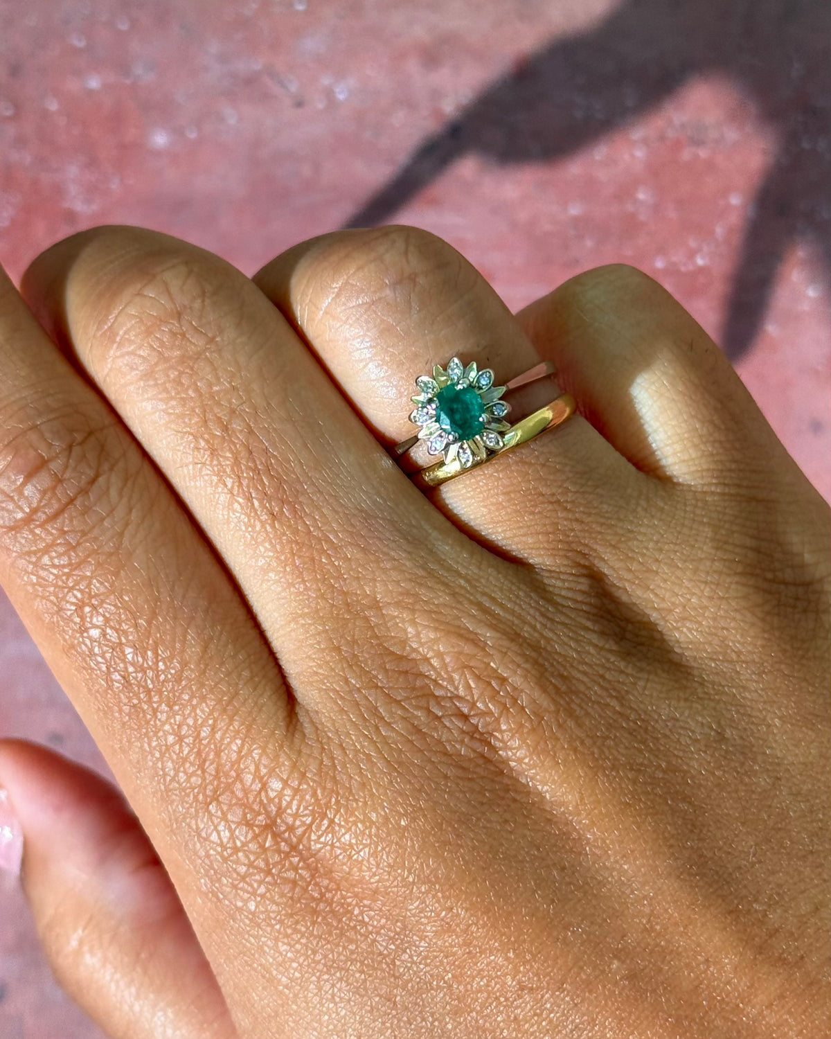 Bague Marguerite Émeraude &amp; Diamants "Dalia"