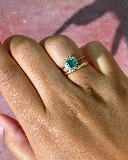 Bague Marguerite Émeraude &amp; Diamants "Dalia"