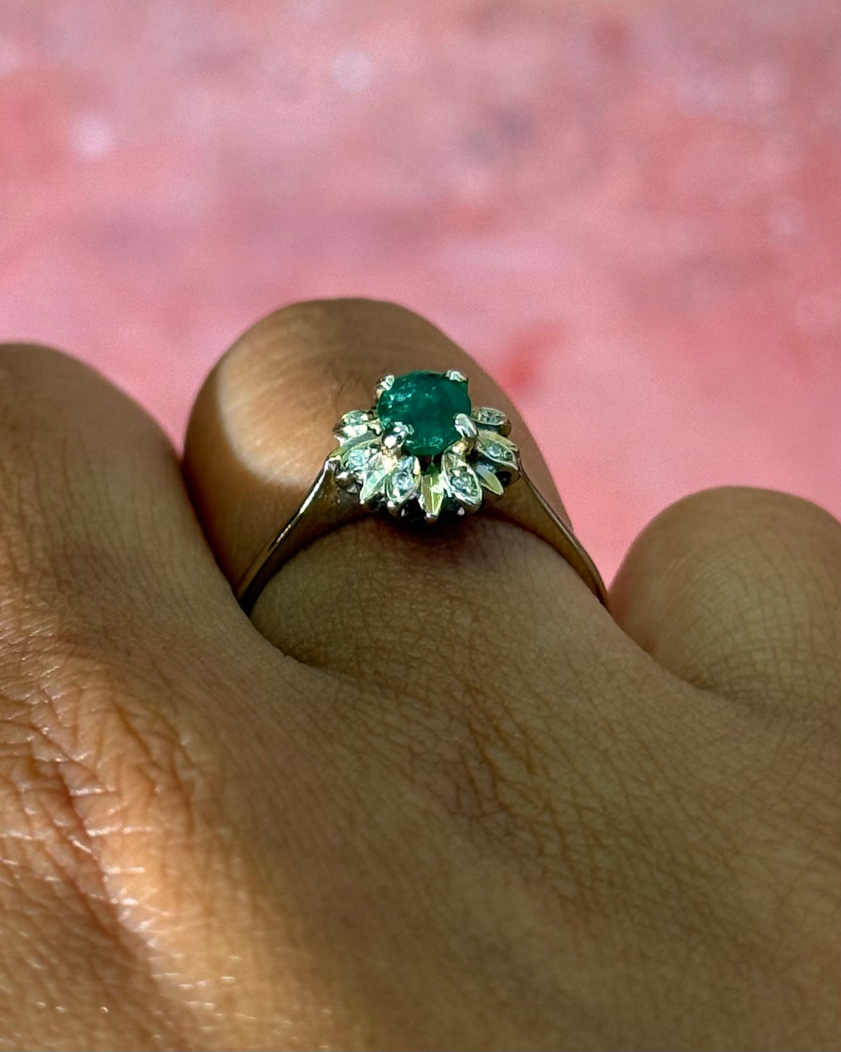 Bague Marguerite Émeraude &amp; Diamants "Dalia"