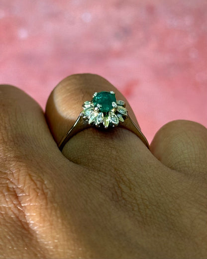 Bague Marguerite Émeraude &amp; Diamants "Dalia"