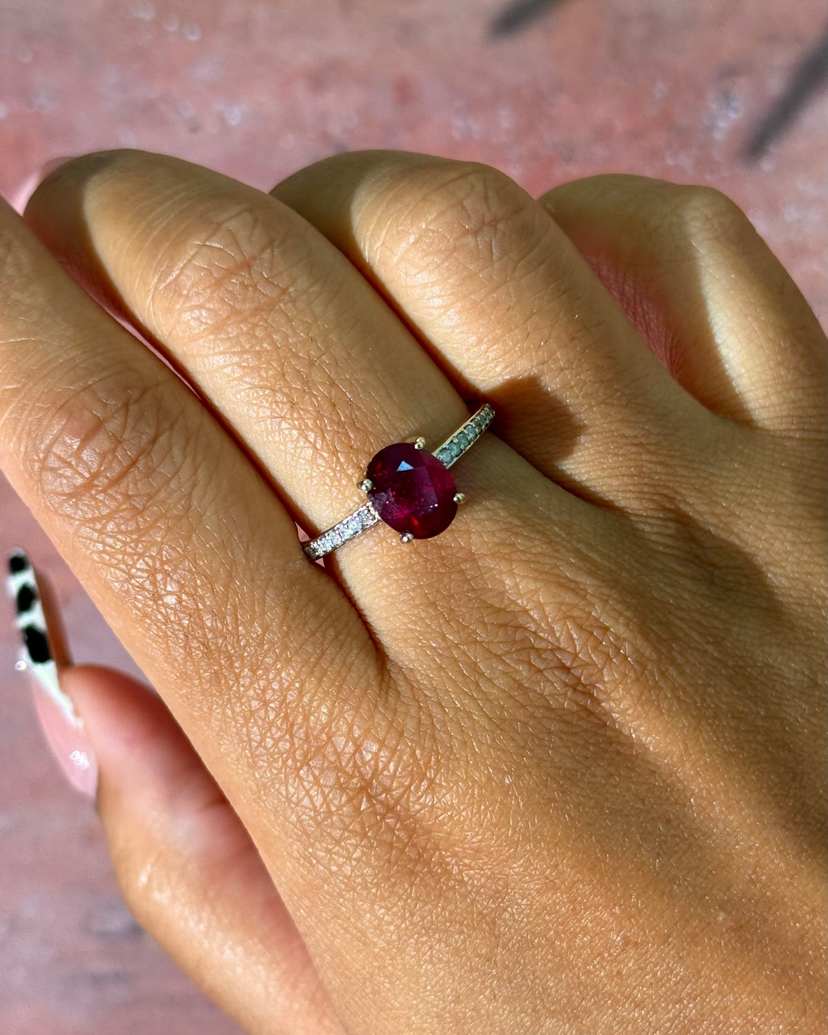 Bague Solitaire Rubis 2.78 carats &amp; Diamants "Télma"
