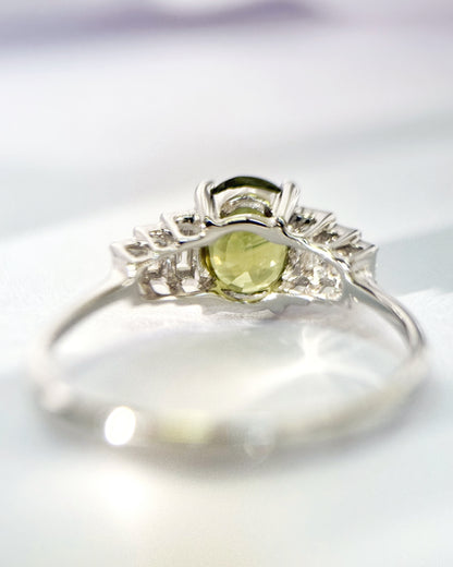 Bague Trilogie Saphir Vert 1.02 carat &amp; Diamants "Fabia"