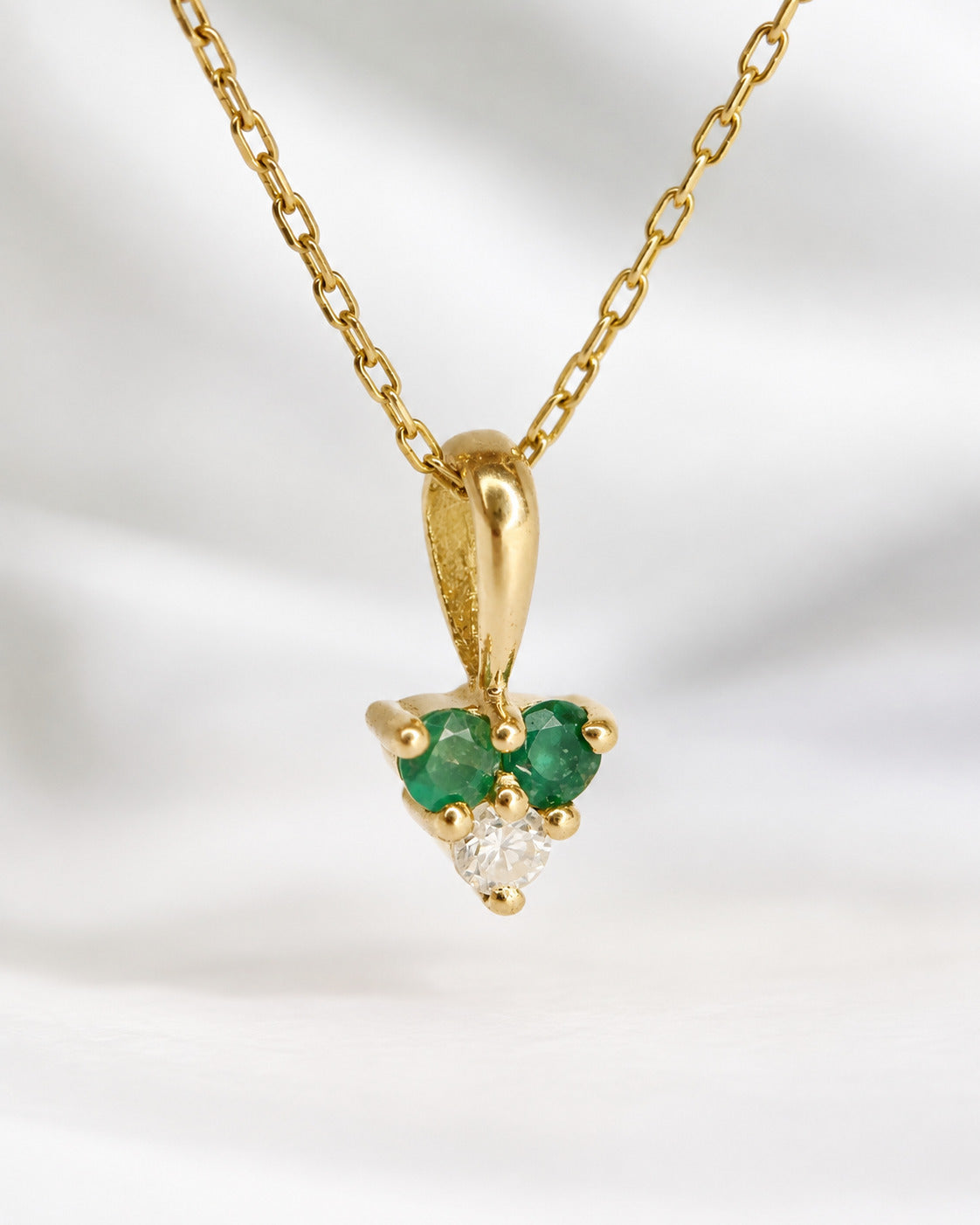 Pendentif Émeraudes &amp; Diamant "Lorraine"