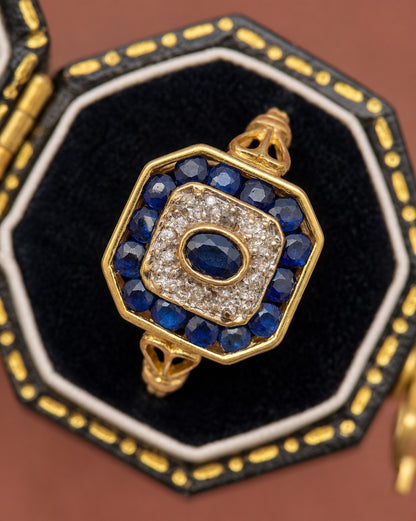 Bague Art-Déco Saphirs 0.90 carat &amp; Diamants "Flavie"