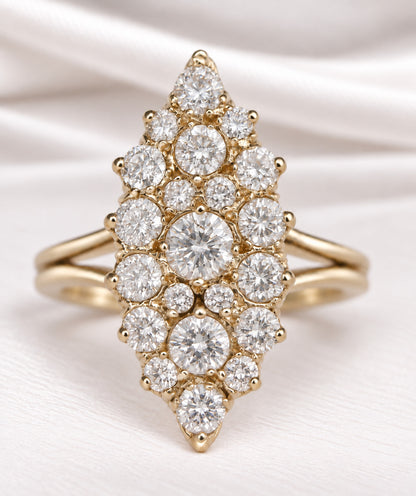 Bague Marquise Diamants 1.15 carat  &amp; Or 18 carats 5.37g "Gloire"