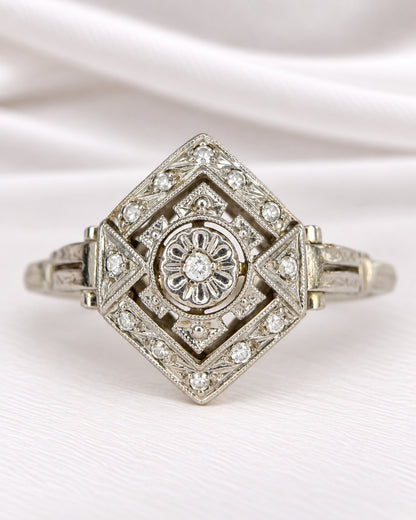 Anillo Art Déco con diamantes "Brunelle"