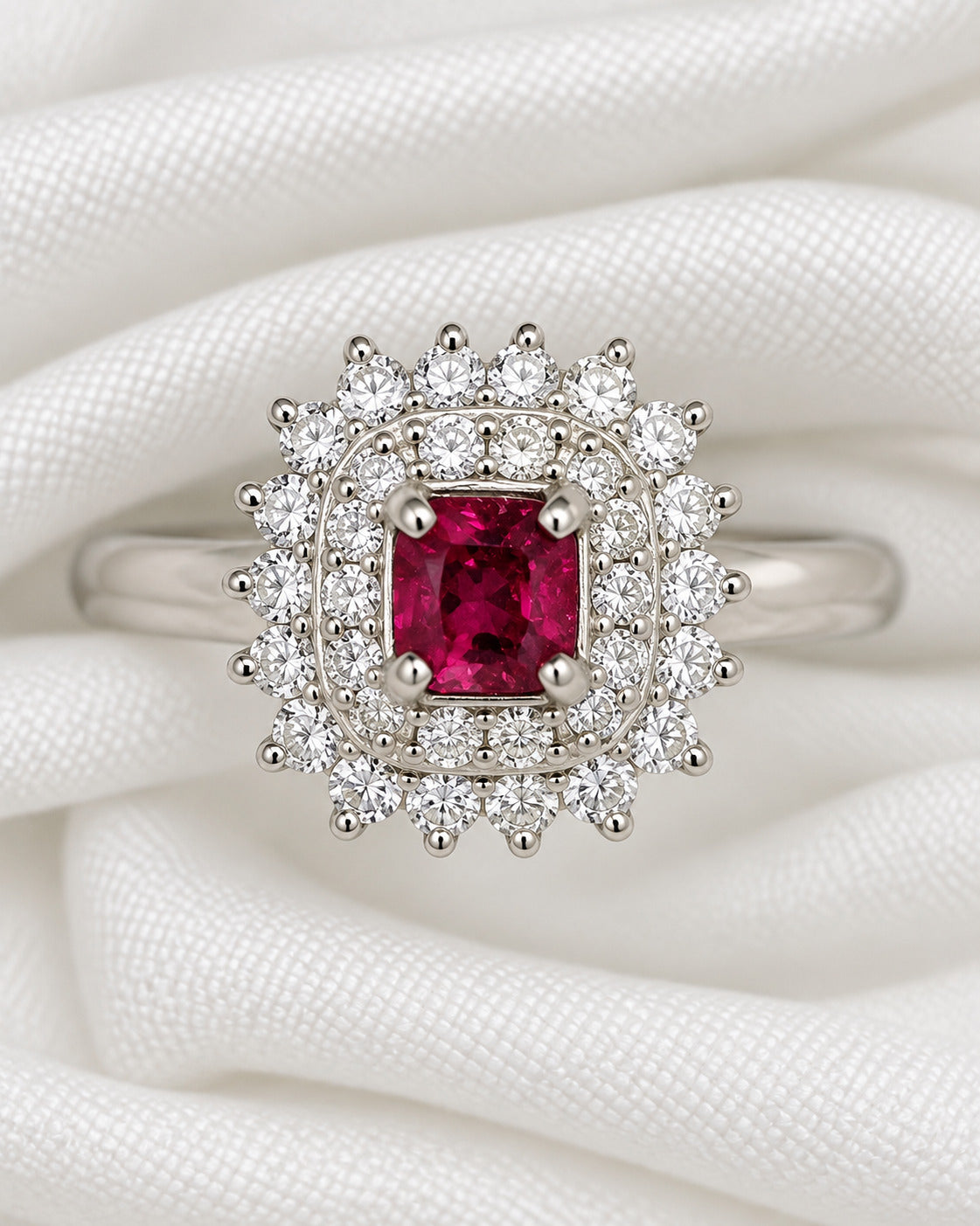 Anillo Marguerite Rubí de Mozambique 0,43 quilates y Diamantes 0,43 quilates "Monica"