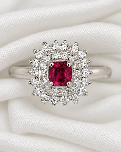Anillo Marguerite Rubí de Mozambique 0,43 quilates y Diamantes 0,43 quilates "Monica"