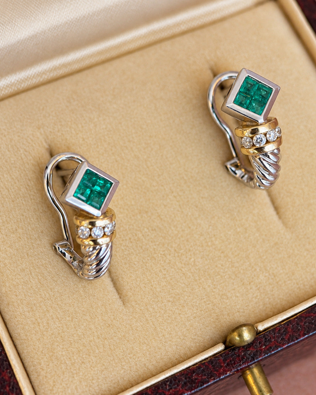 Pendientes de esmeraldas y diamantes "Erina"