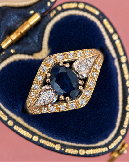Bague Bandeau Saphir 0.70 carat &amp; Diamants 0.28 carat "Eliane"