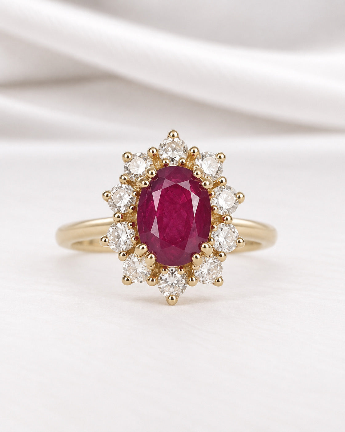 "Rosie" 1.39-carat Ruby &amp; 0.40-carat Diamond Daisy Ring
