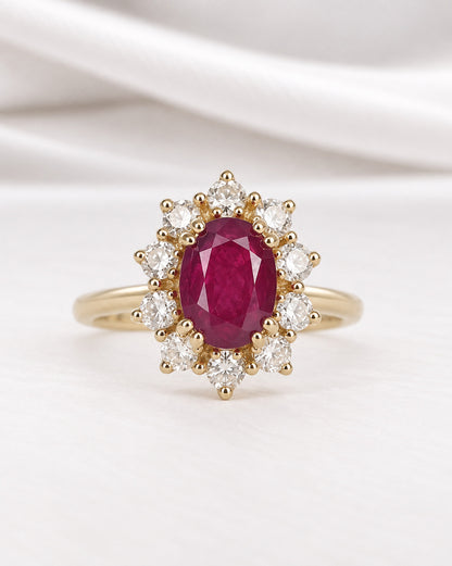 "Rosie" 1.39-carat Ruby &amp; 0.40-carat Diamond Daisy Ring