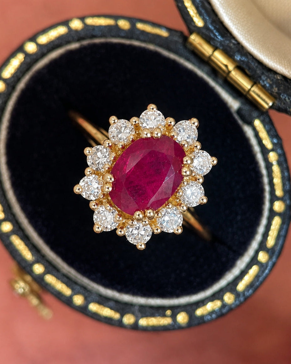 "Rosie" 1.39-carat Ruby &amp; 0.40-carat Diamond Daisy Ring