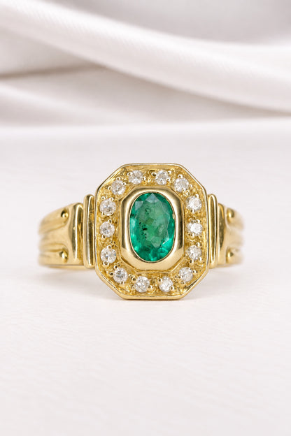 Bague Art-Déco Émeraude &amp; Diamants "Eden"