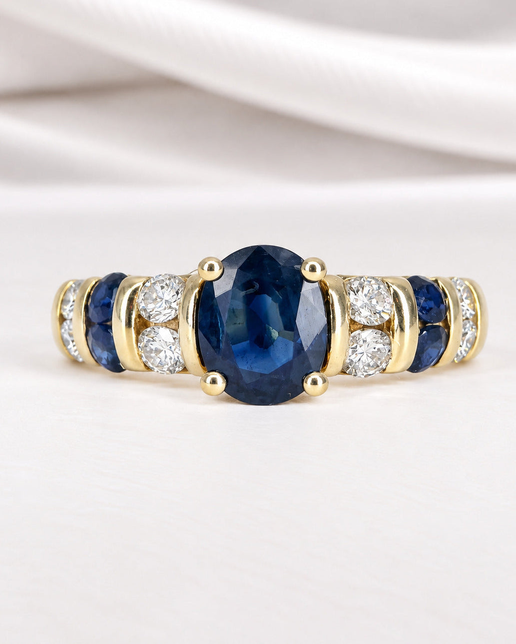Bague Jonc Saphirs 1.43 carat &amp; Diamants 0.38 carat 4.47g "Coraline"