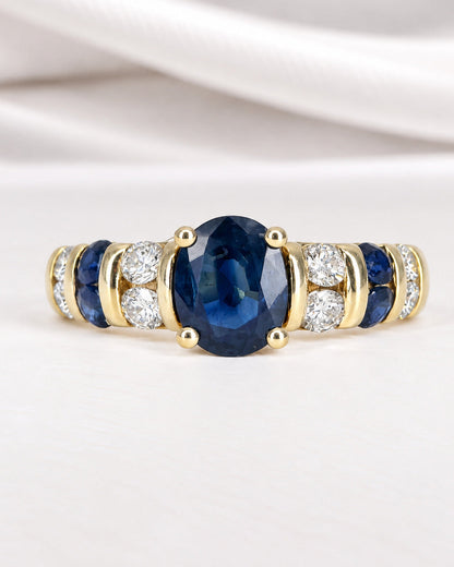 Bague Jonc Saphirs 1.43 carat &amp; Diamants 0.38 carat 4.47g "Coraline"