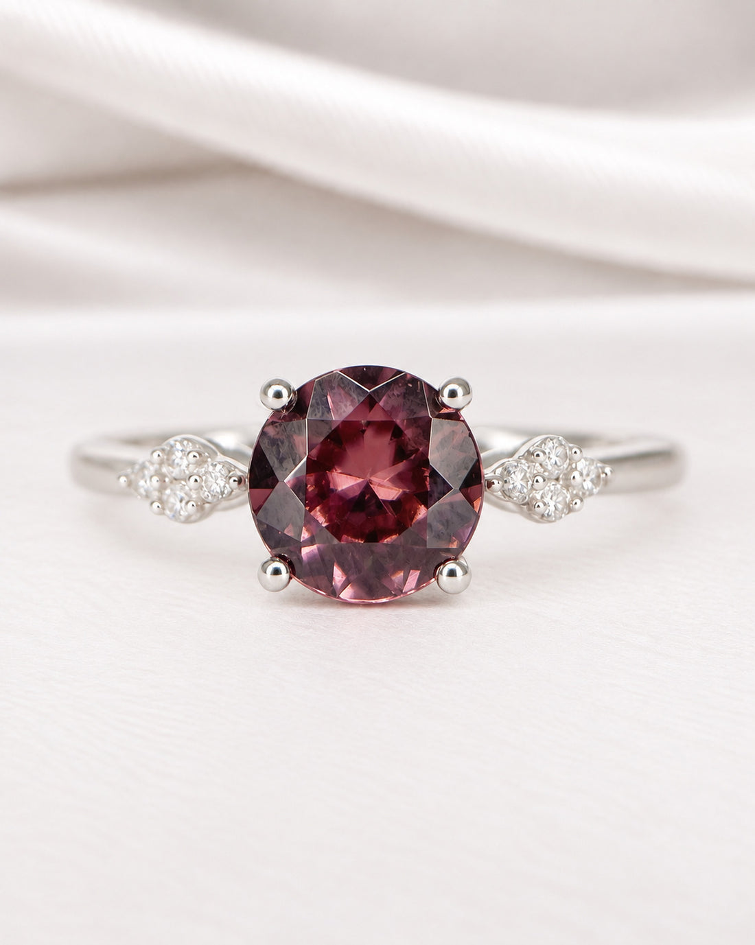 Bague Trilogie Zircon Naturel 1.75 carat &amp; Diamants "Pascaline"