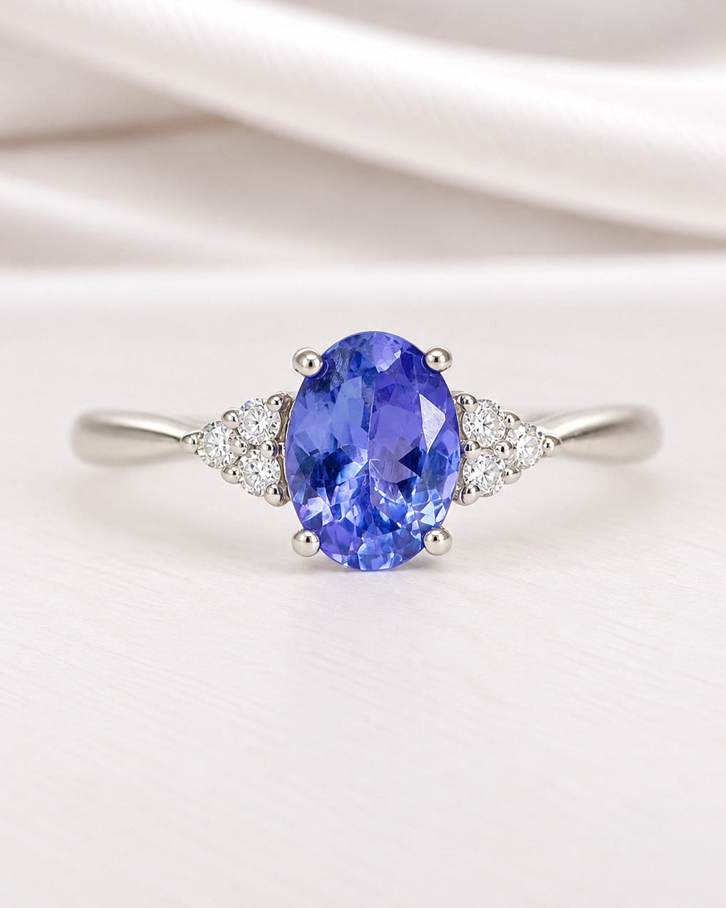 1-carat Tanzanite &amp; Diamond Trilogy Ring "Olympe"