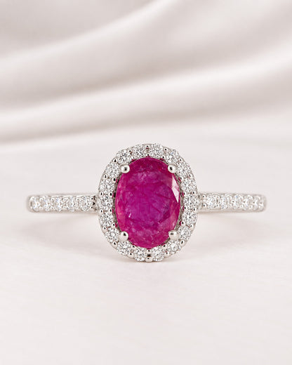 Bague Style Art-Déco Rubis 0.72 carat &amp; Diamants 0.28 carat "Doris"