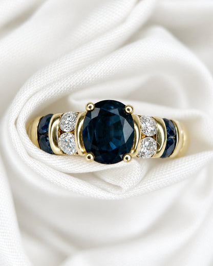 Bague Jonc Saphirs 1.43 carat &amp; Diamants 0.38 carat 4.47g "Coraline"