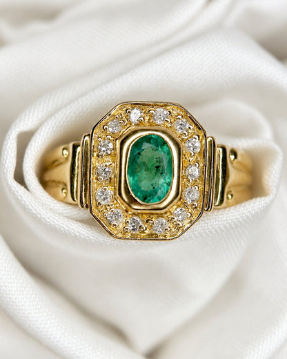 Bague Art-Déco Émeraude &amp; Diamants "Eden"