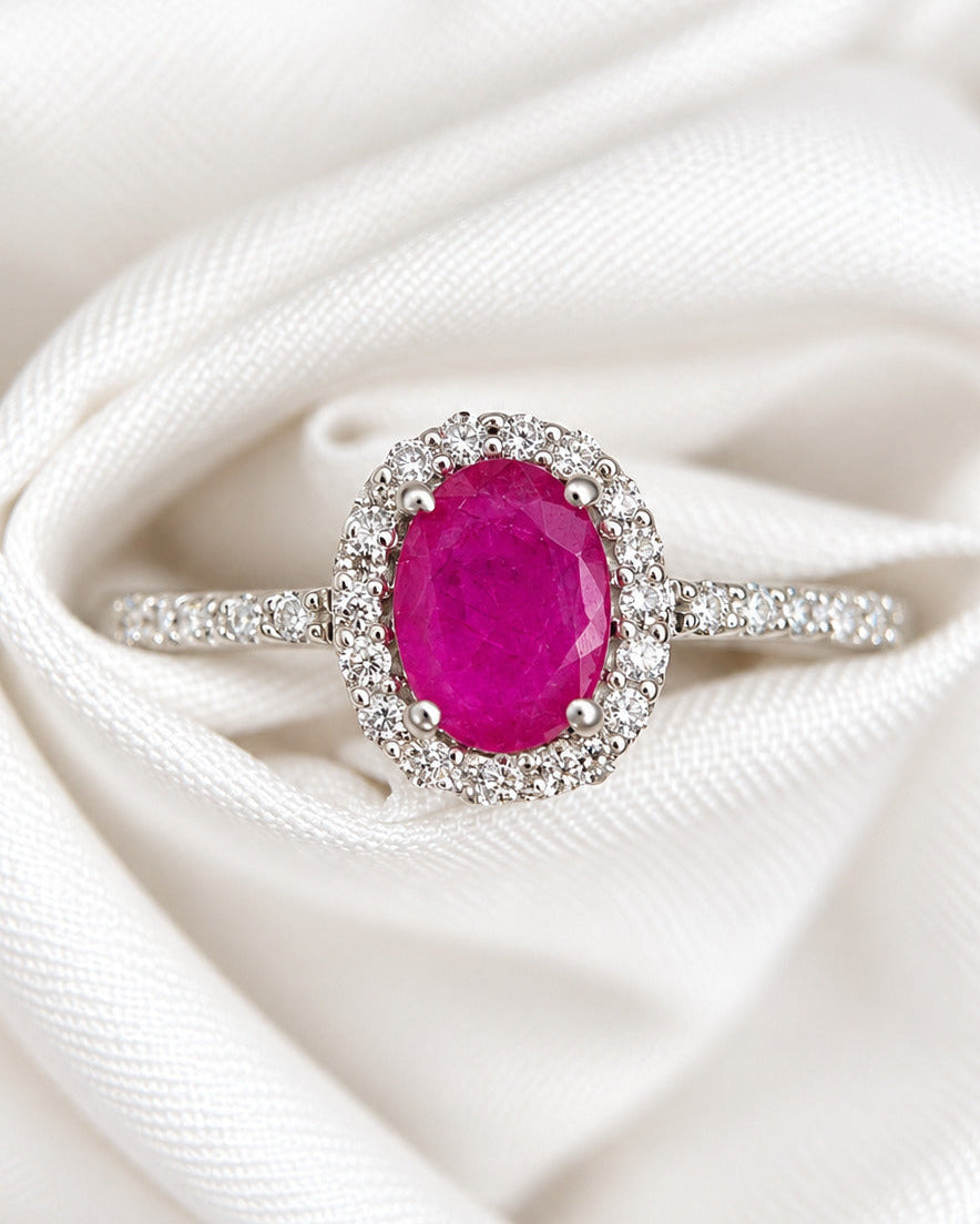 Bague Style Art-Déco Rubis 0.72 carat &amp; Diamants 0.28 carat "Doris"