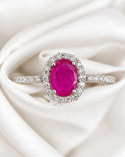 Bague Style Art-Déco Rubis 0.72 carat &amp; Diamants 0.28 carat "Doris"