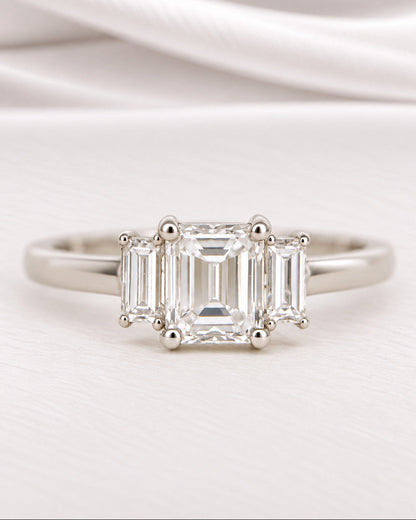 Emerald-Cut Diamond Trilogy Ring 1.08 carats "Anouck"