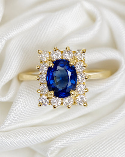Anillo Margarita Zafiro de 1.71 quilates y Diamantes de 0.26 quilates "Zélie"