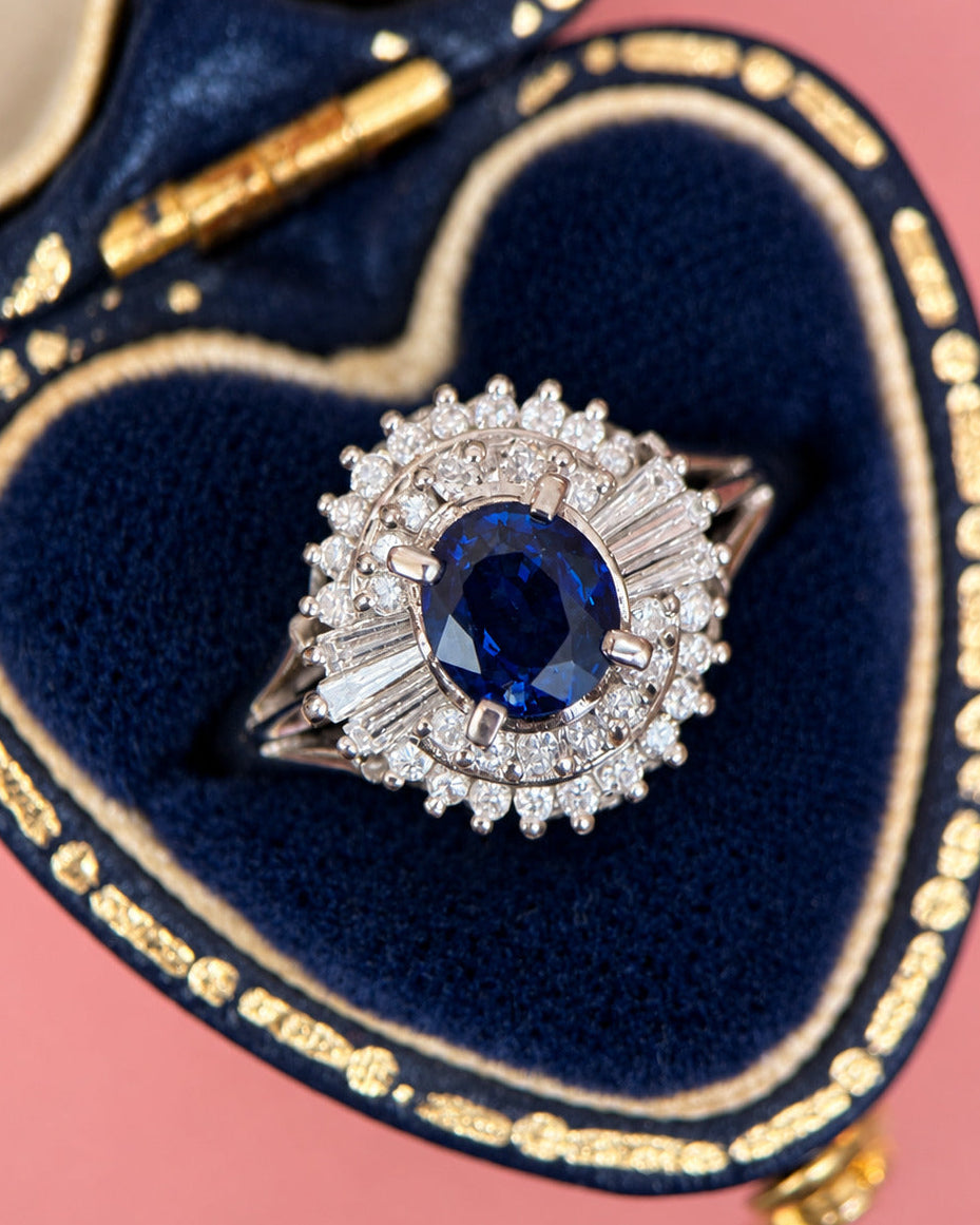 Bague Marguerite Saphir 0.60 carat &amp; Diamants 0.30 carat 4.04g "Lana"