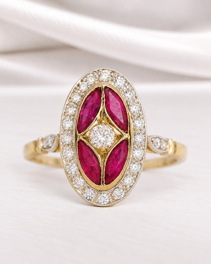 Art Deco-Style Ring Ruby 0.52 carat &amp; Diamonds 0.37 carat "Céline"