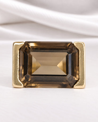 Anillo de cóctel de cuarzo ahumado de 12.25 quilates y 7.88 g "Lisette"