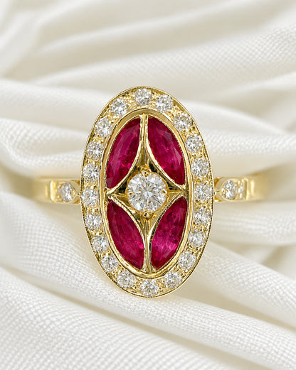 Art Deco-Style Ring Ruby 0.52 carat &amp; Diamonds 0.37 carat "Céline"