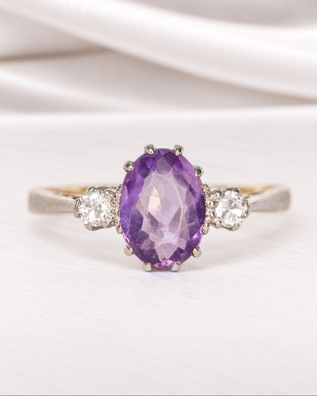 Gabriella Trilogy Ring with 0.90 Carat Amethyst &amp; Diamonds