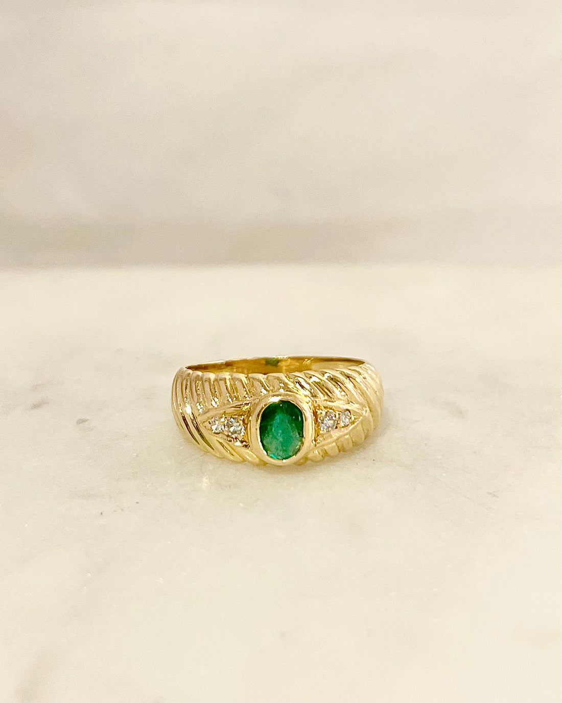 Bague Jonc Emeraude 0.35 carat & Diamants “Timaé”