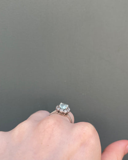 Bague Marguerite Aigue-marine 1 carat &amp; Diamants &quot;Callista&quot;