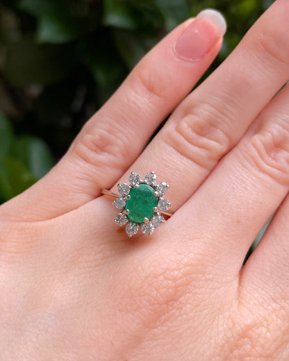 Bague Marguerite Émeraude 1.30 carat &amp; Diamants &quot;Zyra&quot;