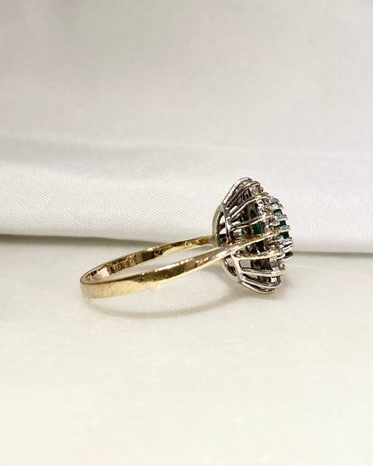 Bague Marguerite Émeraude &amp; 32 Diamants &quot;Alina&quot;