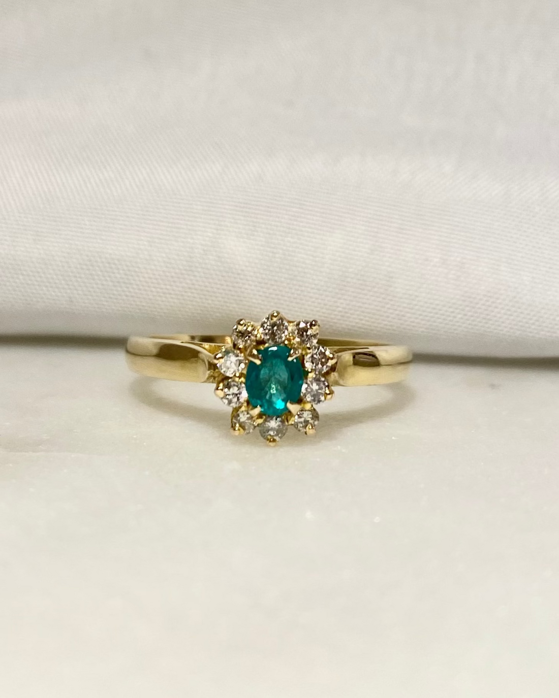 Bague Marguerite Émeraude &amp; Diamants &quot;Elsa&quot;